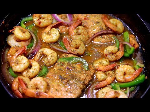 Healthy keto low carb coconut curry salmon and shrimp