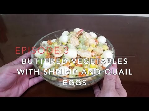 Buttered Vegetables with Shrimp and Quail Eggs HD