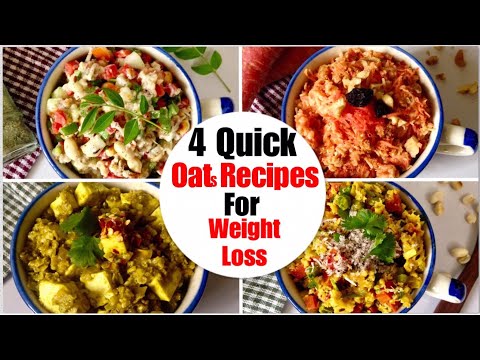 4 Quick and Easy Oats Breakfast Recipes | How to make savoury veg Oatmeal | Oats for Weight Loss