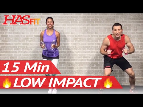 15 Min Low Impact Aerobics – Quiet Cardio Workout for Beginners with No Jumping – Easy Exercises