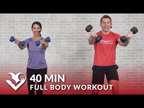 Full Body Workout at Home with Dumbbells – 40 Min Total Body Workout with Weights Strength Training