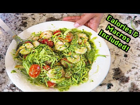 Pesto Shrimp Zucchini Noodles Dish | Full Recipe!