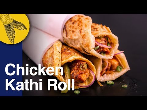 Chicken Roll Recipe—Calcutta Kathi Roll with Kabab Filling & Paratha—Durga Pujo Special—ASMR Cooking