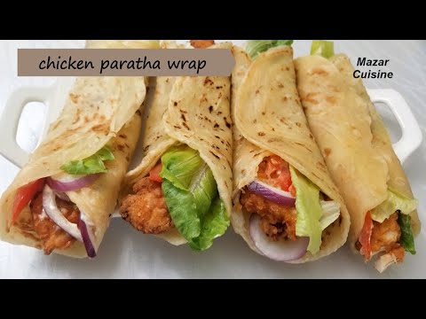 Tasty Chicken Wrap Recipe Chicken Paratha Roll Recipe,Afghani  Parata Recipe پراته با برگر مرغ