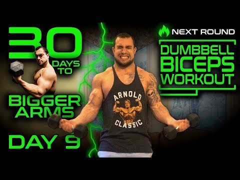 Intense Bicep Workout With Dumbbells | 30 Days of Dumbbell Workouts At Home for Bigger Arms Day 9