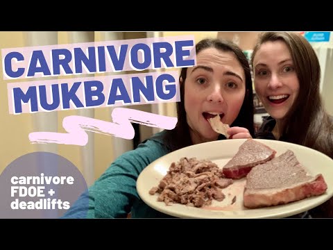 CARNIVORE DIET MUKBANG (Carnivore Full Day of Eating) w/ Chopsticks | DEADLIFT WORKOUT