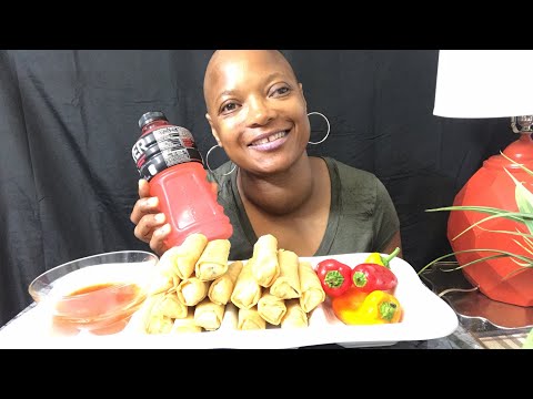 Shrimp spring roll mukbang with Sweet and Sour Sauce | Crunchy Eating Sounds