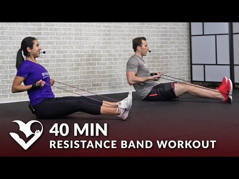 40 Minute Total Body Resistance Band Workout – Elastic Exercise Band Workouts for Women & Men