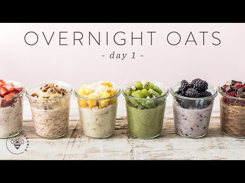 OVERNIGHT OATS 6 Ways | Easy Healthy RAINBOW Breakfasts ? DAY 1 | HONEYSUCKLE
