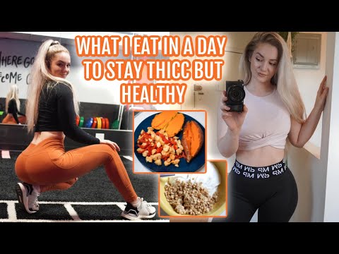 WHAT I EAT IN A DAY (realistic THICC diet, +workout)